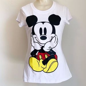 Disney Mickey Mouse Girl's White Cotton T-Shirt